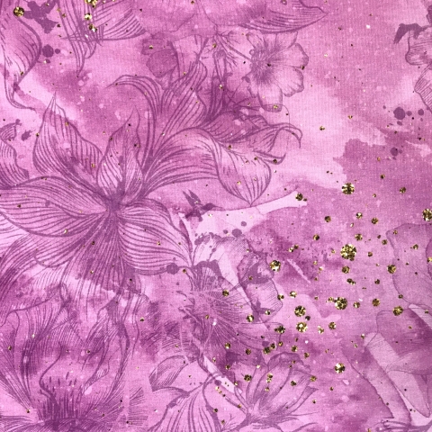 Ткань на отрез кулирка 22321 Розовые цветы