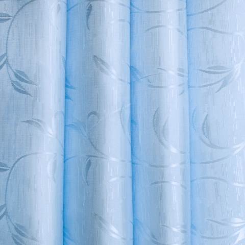 Портьерная ткань 150 см на отрез 17 цвет голубой ветка-лист
