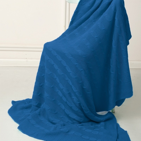 Покрывало-плед Коса 180/200 цвет синий