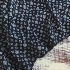 Рубашечная ткань на отрез Элиф LV-1 о/м на синем фоне