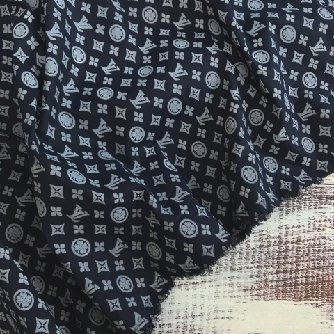 Рубашечная ткань на отрез LV-1 о/м на синем фоне