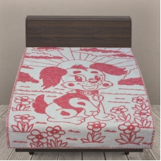 Одеяло детское байковое жаккардовое 100/140 см щенки цвет красный
