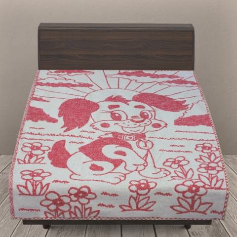 Одеяло детское байковое жаккардовое 100/140 см щенки цвет красный