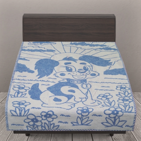 Одеяло детское байковое жаккардовое 100/140 см щенки цвет синий