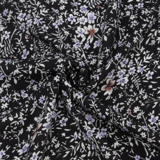 Ткань на отрез штапель 150 см Цветочная ночь цвет черный