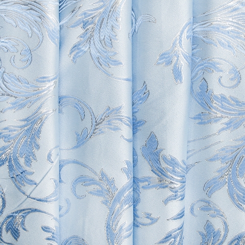 Портьерная ткань с люрексом 150 см Х7187 цвет 3 голубой ветка